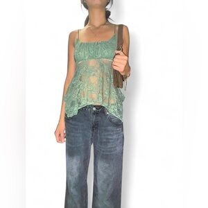 Y2K sage green fairy top.
